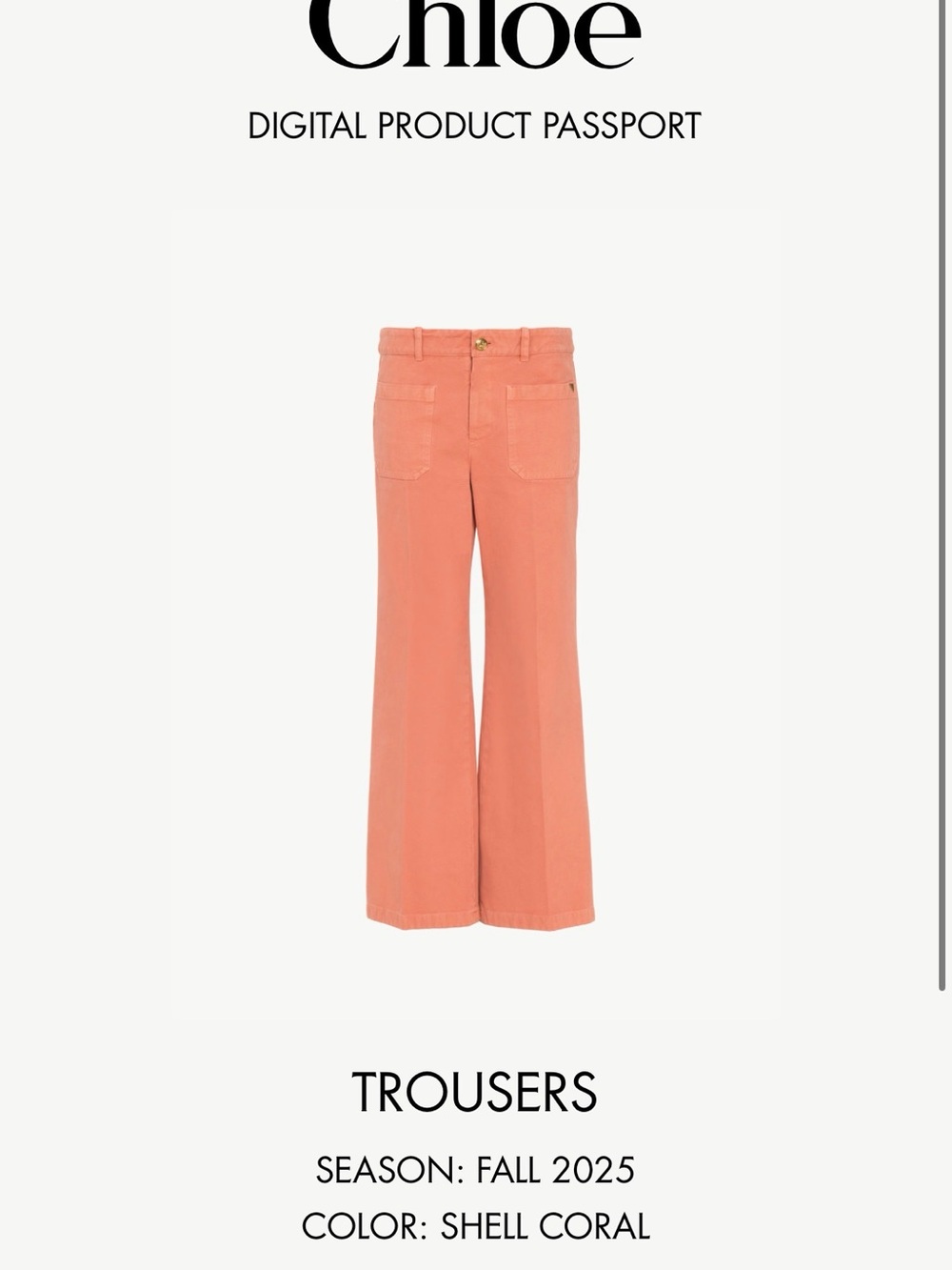 Chloé Cropped Canvas Trousers in Shell Coral sz 36 EU/4 US